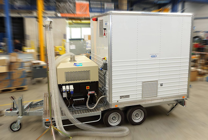 Unité de production d'air respirable autonome sur remorque